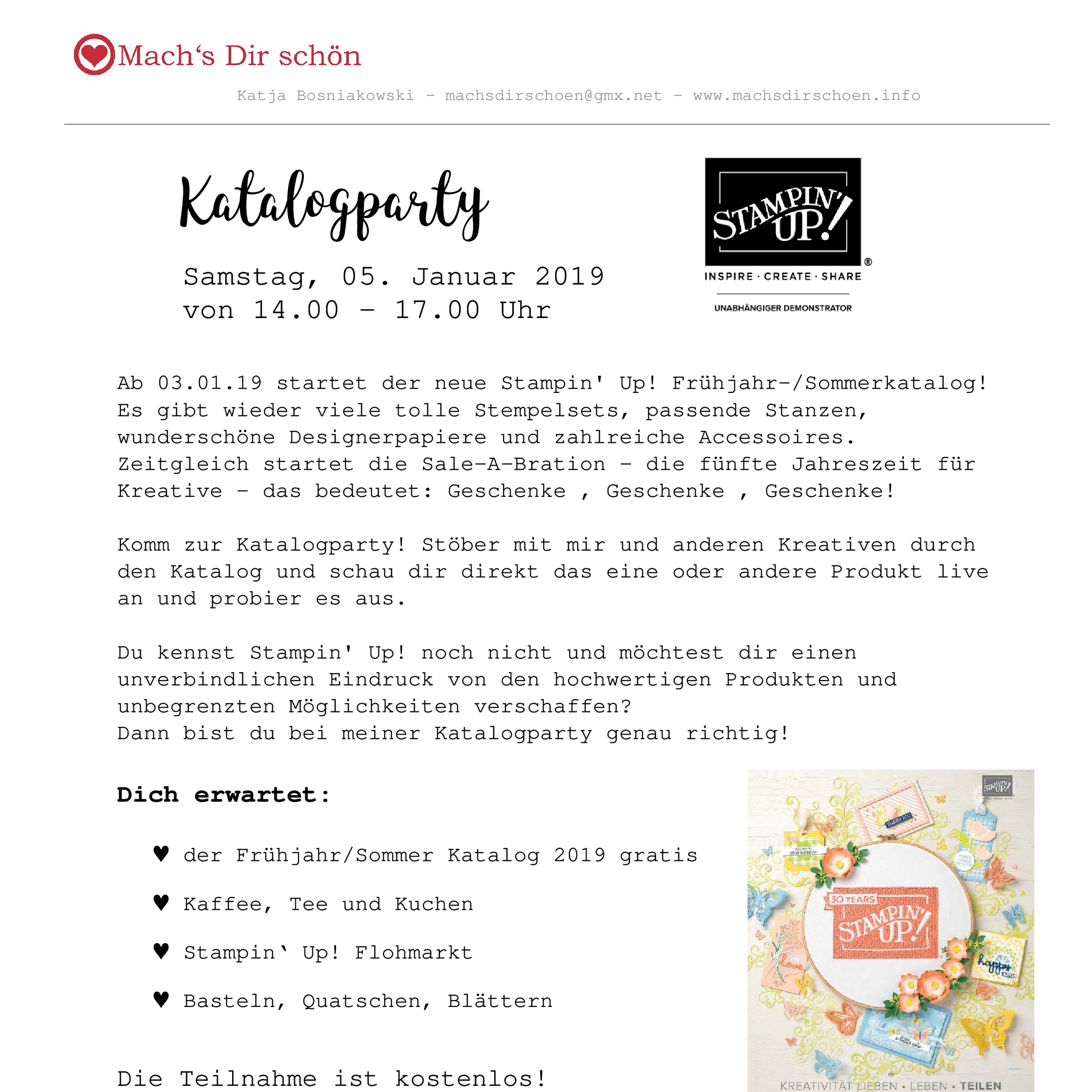 Read more about the article Katalogparty Frühjahr /Sommer 2019 – durch den Katalog stöbern, basteln, schnacken und Käffchen trinken