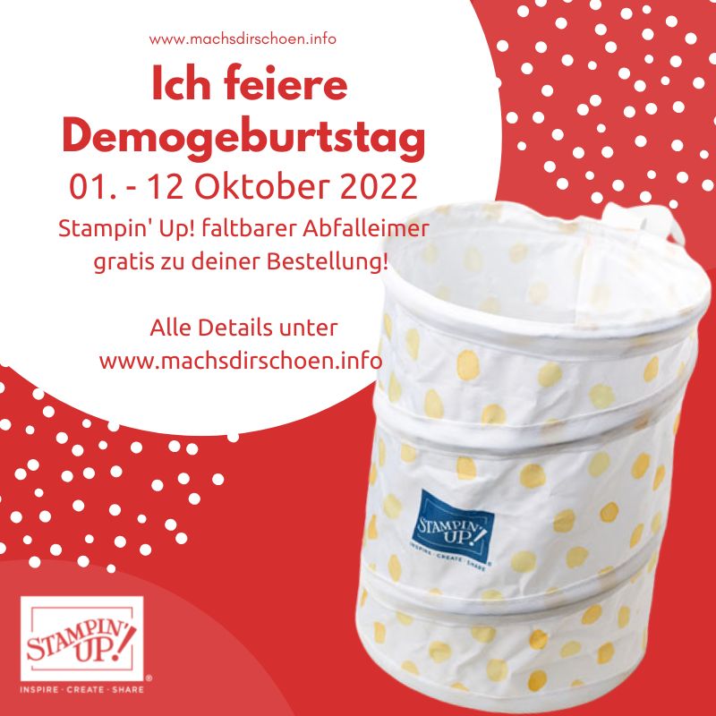 Read more about the article mein 6. Demogeburtstag, feiere mit! Abfalleimer von Stampin‘ Up! geschenkt …