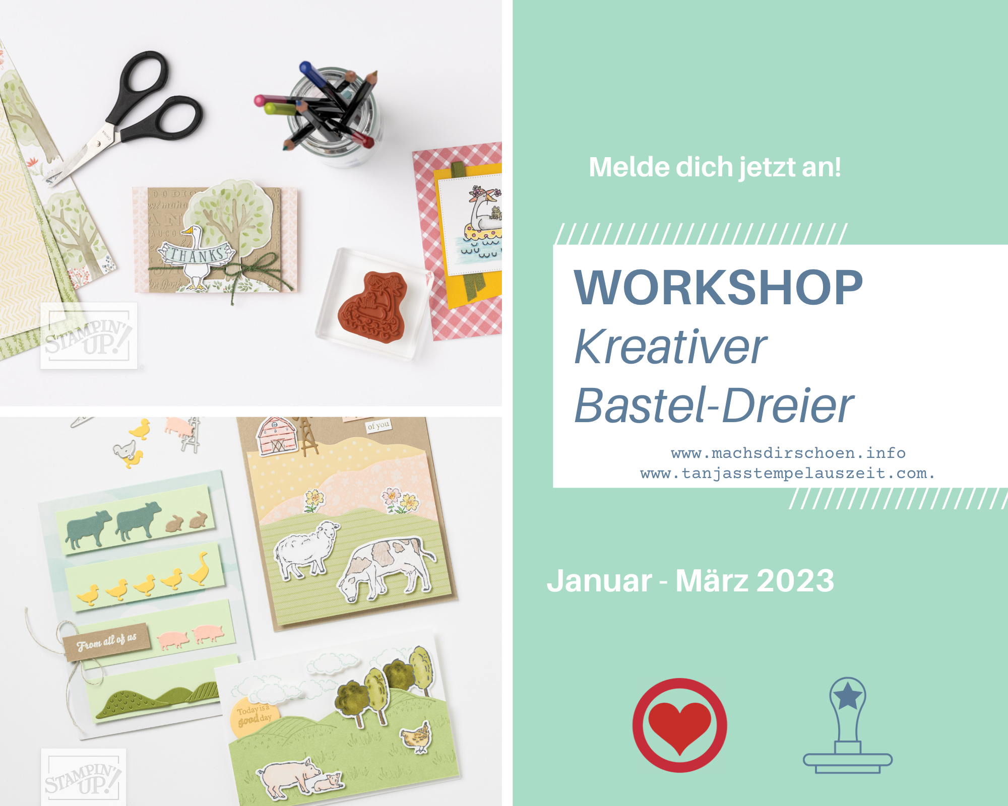 Read more about the article Januar bis März 2023 – der kreative „Bastel-Dreier“ startet ins nächste Jahr – buche deine kreative Auszeit!