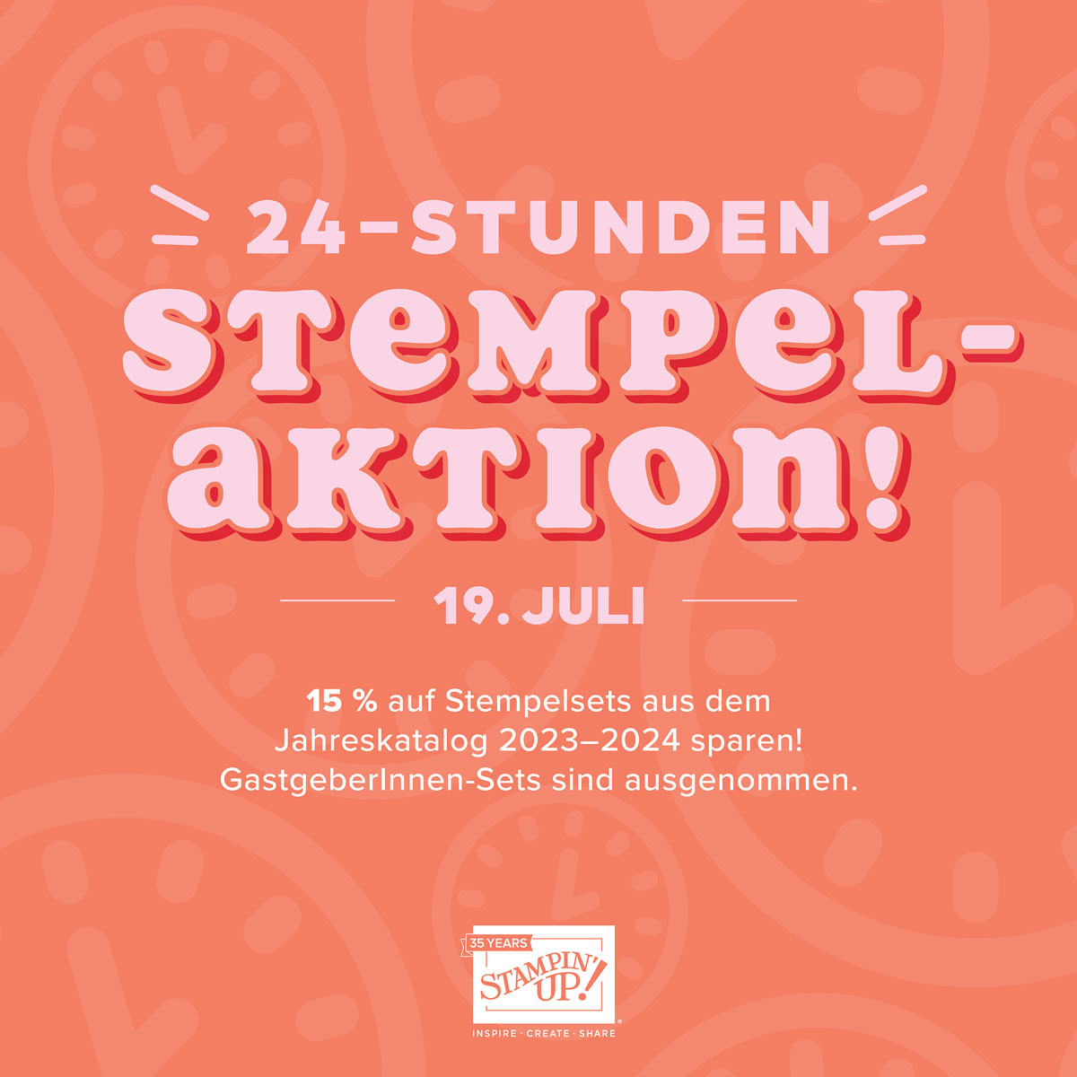 Read more about the article nur am Mittwoch – Stampin‘ Up! 24 Stunden Aktion -Stempelsets mit 15 % Rabatt sichern!