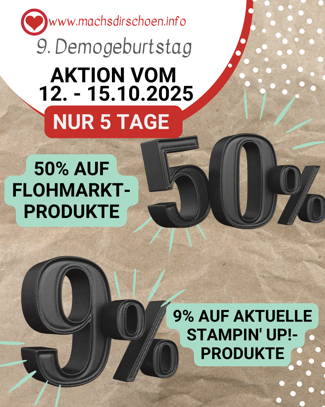 Mehr über den Artikel erfahren Mein 9. Stampin‘ Up! Demogeburtstag – 50% auf meine Stampin‘ Up! Flohmarktprodukte