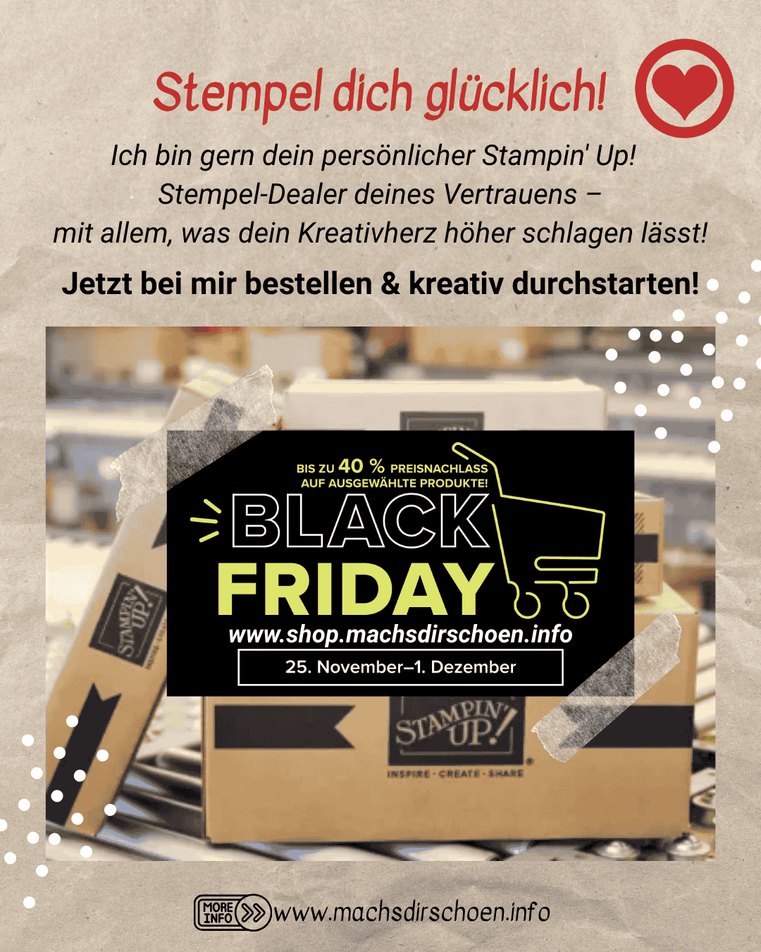 Mehr über den Artikel erfahren Stampin’ Up! Black Friday – die allererste Black Friday-Aktion ever! Spare bis zu 40%! NEU Gruppenversand