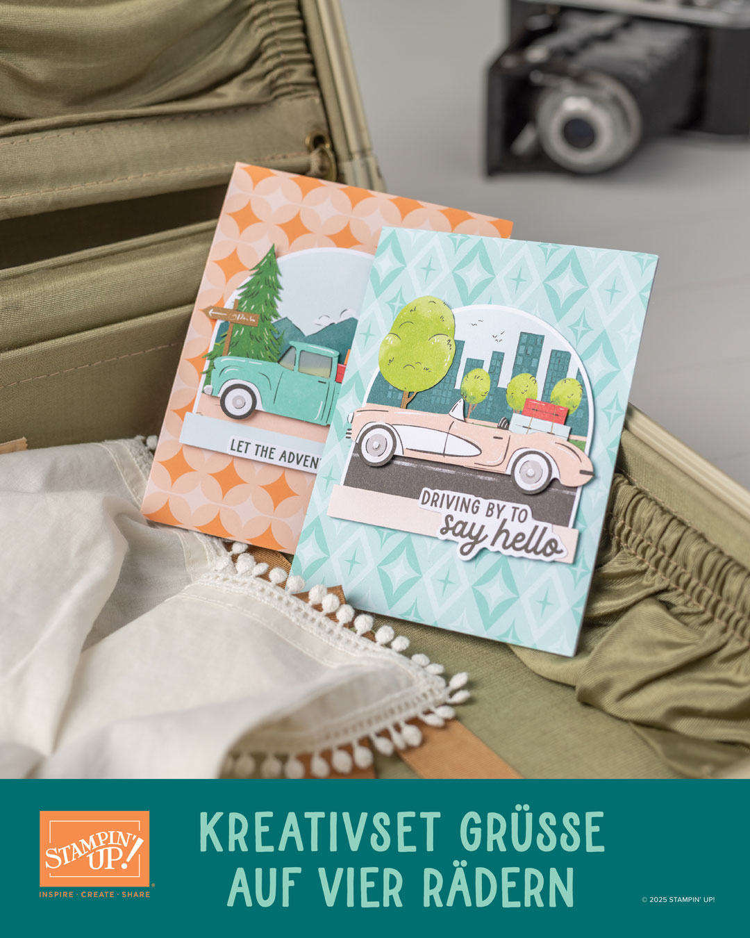 Mehr über den Artikel erfahren Stampin‘ Up! Komplettsets / KREATIVSET GRÜSSE AUF VIER RÄDERN