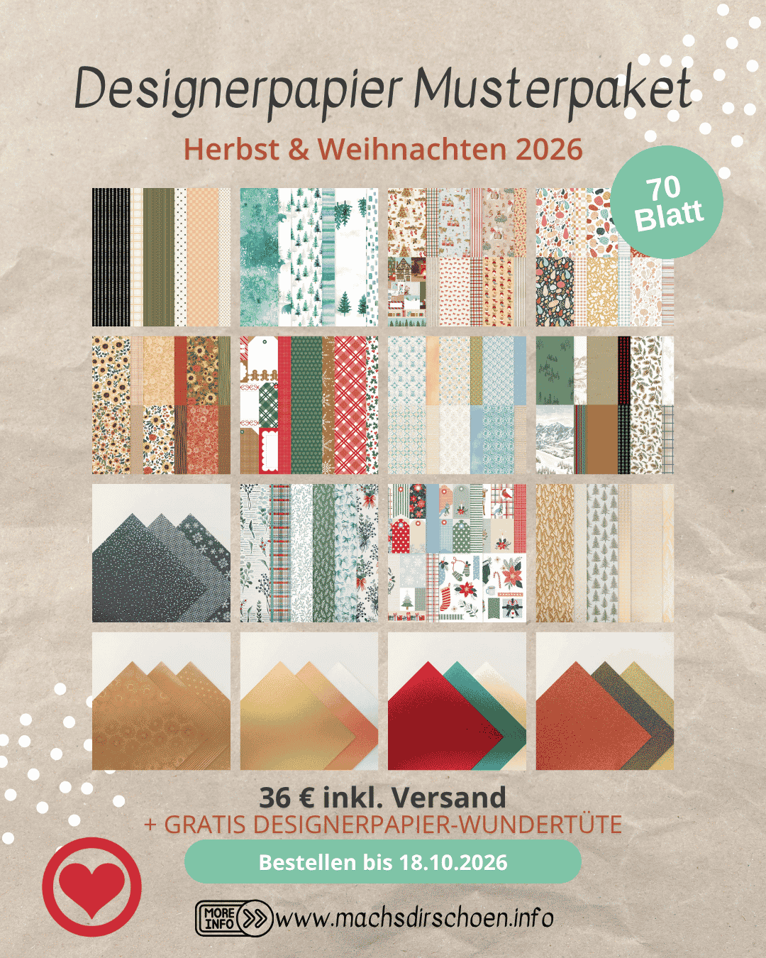 Mehr über den Artikel erfahren Stampin‘ Up! Designerpapier Musterpaket Herbst & Weihnachten – Oktober 2026