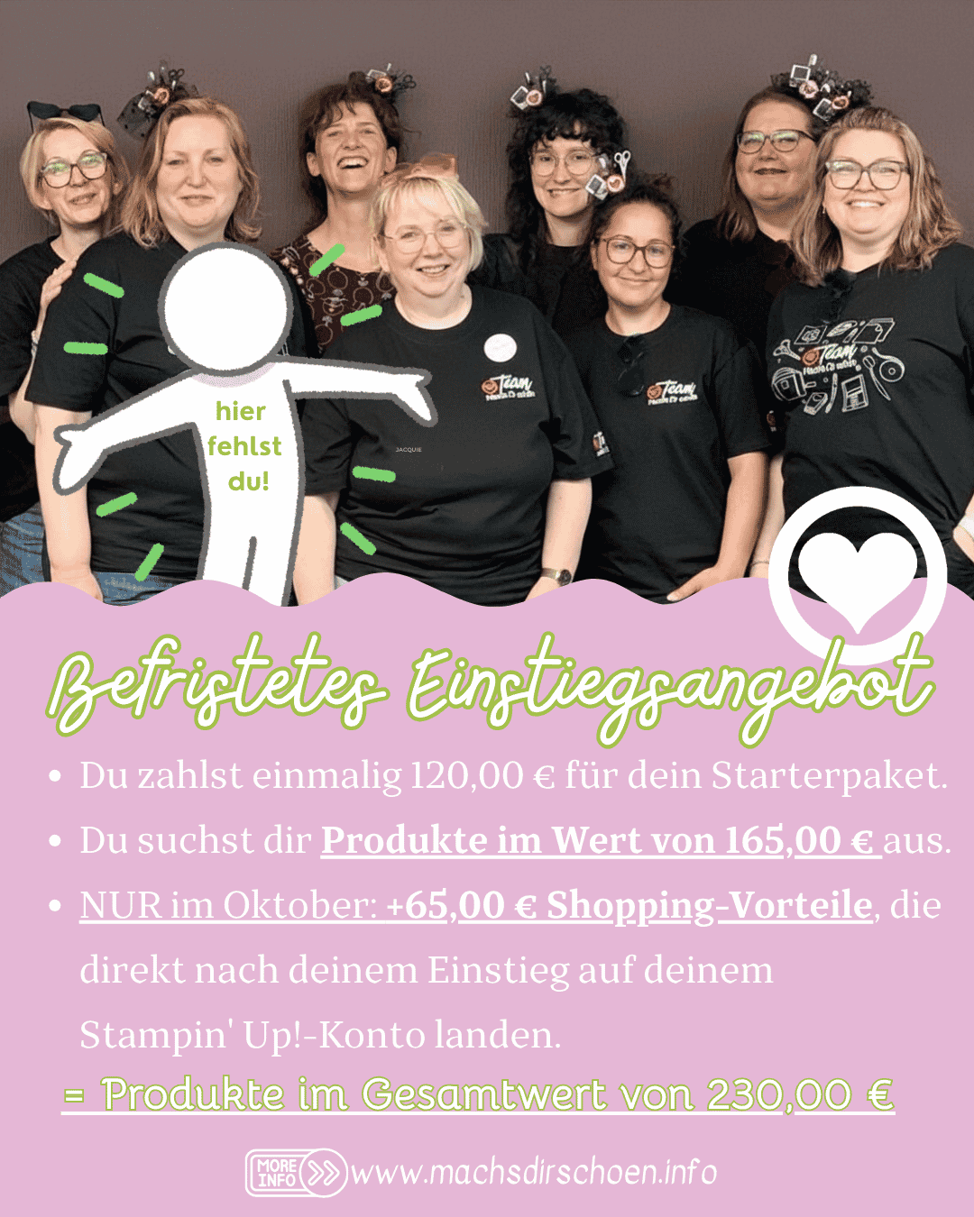 Mehr über den Artikel erfahren Stampin‘ Up! Demonstrator werden – jetzt oder nie(-mals so günstig): Werde im Oktober 2026 Teil meines Stampin‘ Up! Teams – mit 65 € extra obendrauf!