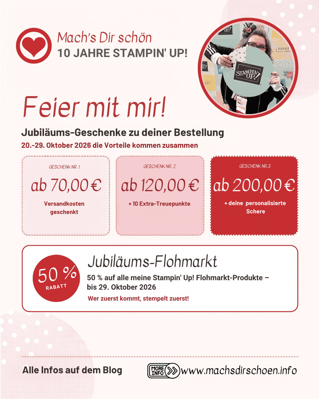 Mehr über den Artikel erfahren Mein 10. Stampin‘ Up! Jubiläum – 10 Jahre Mach’s Dir schön – feier mit mir!